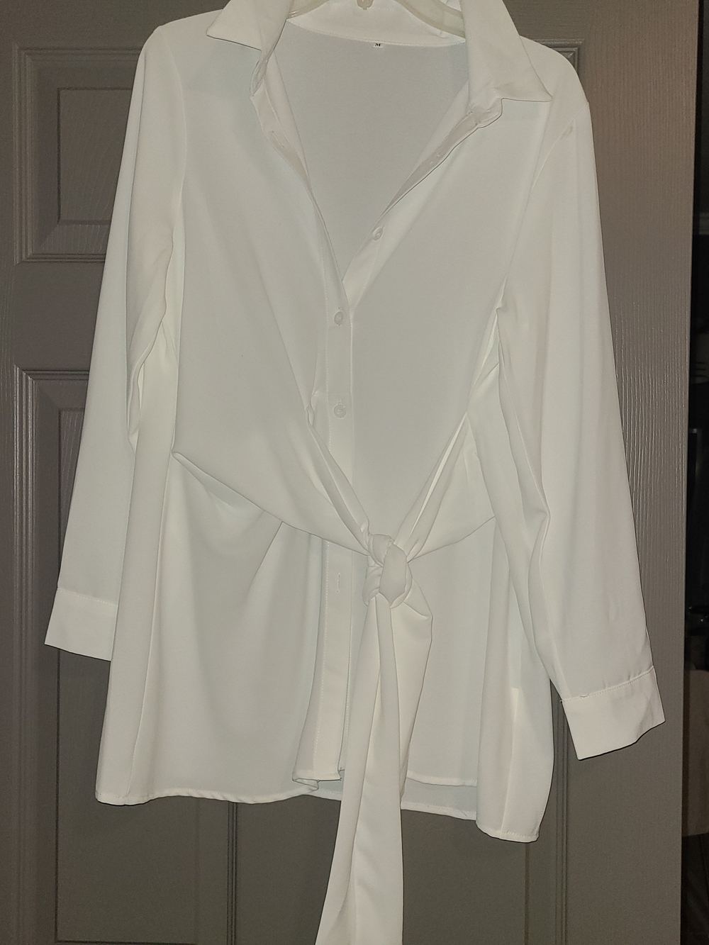 Classic White Tie-Front Button Shirt - Women